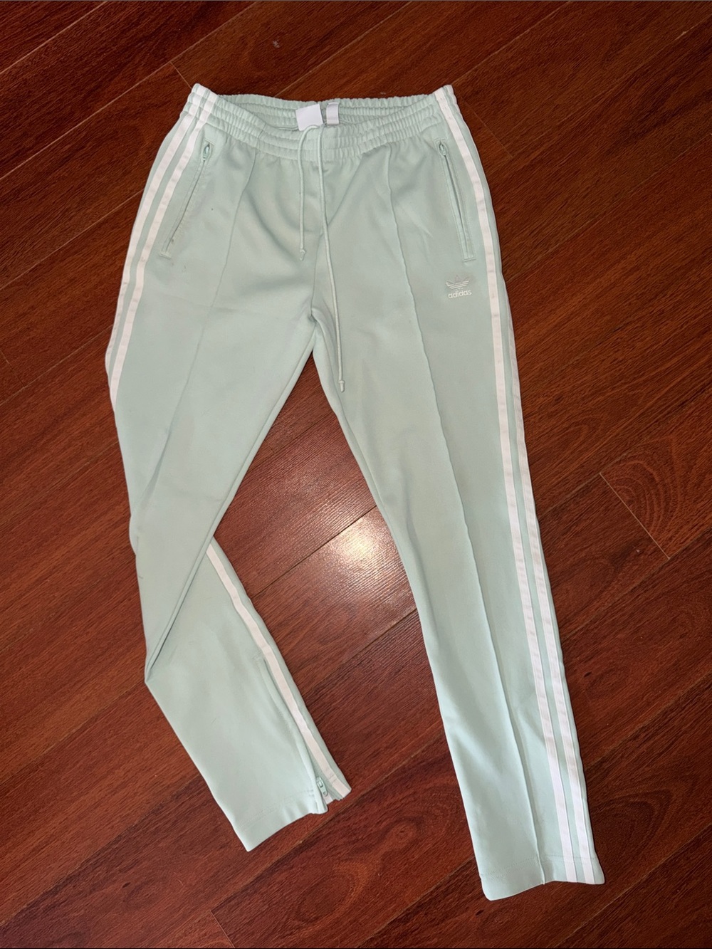 adidas Mint Green Track Pants with White 3-Stripes